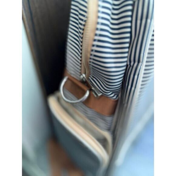 O'Beanie Striped Diaper Bag Backpack Navy White With Changing Pad - Picture 6 of 7